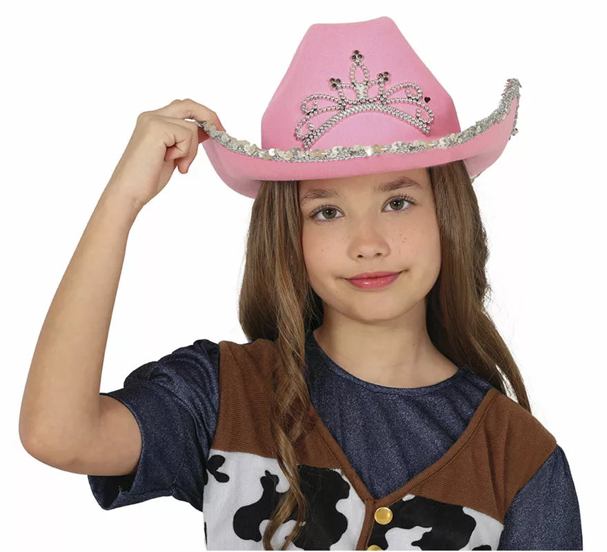 Translation missing: fr.Sombrero Vaquero rosa de fieltro infantil