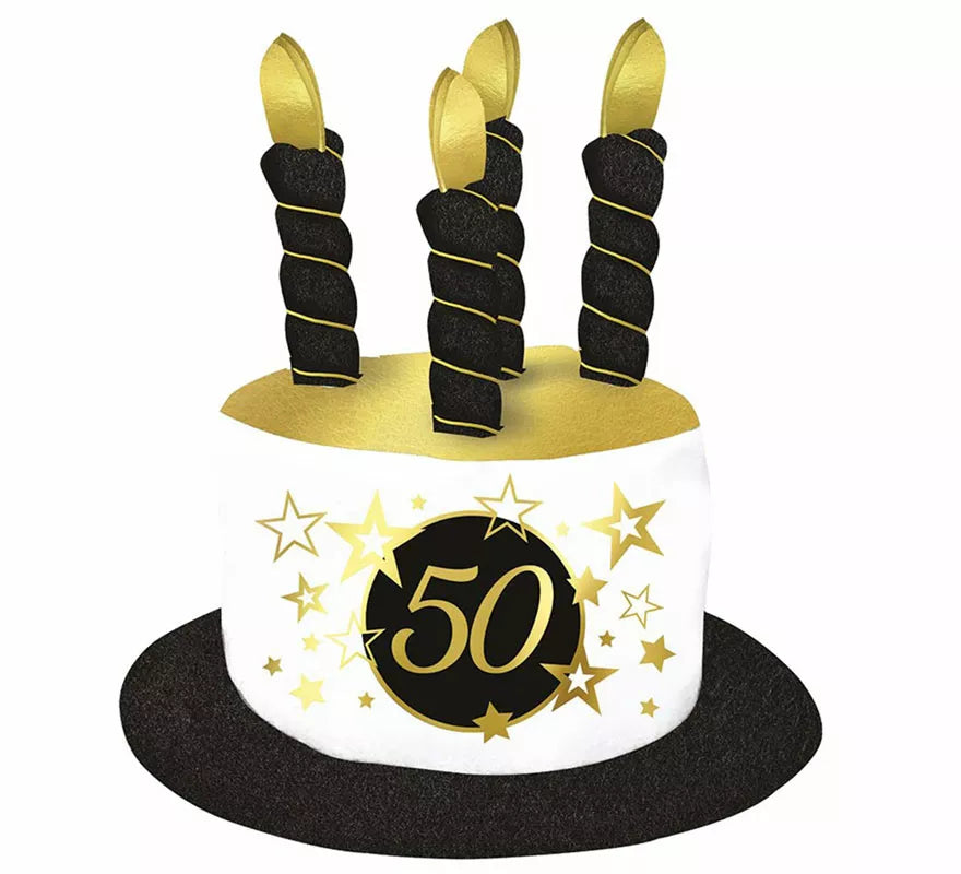 Translation missing: fr.Sombrero Velas Blanco y Negro de 50 Años Cumpleaños y Aniversarios