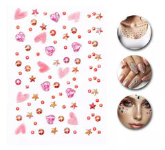 Autocollant coeurs roses pour ongles et peau