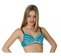 Soutein-gorge ou Top Bleu de Danseuse Orientales à Séquins