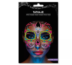 Tatouage Catrina jaune et rose fluo