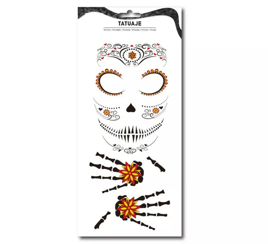 Translation missing: fr.Tatuaje Catrina floral naranja