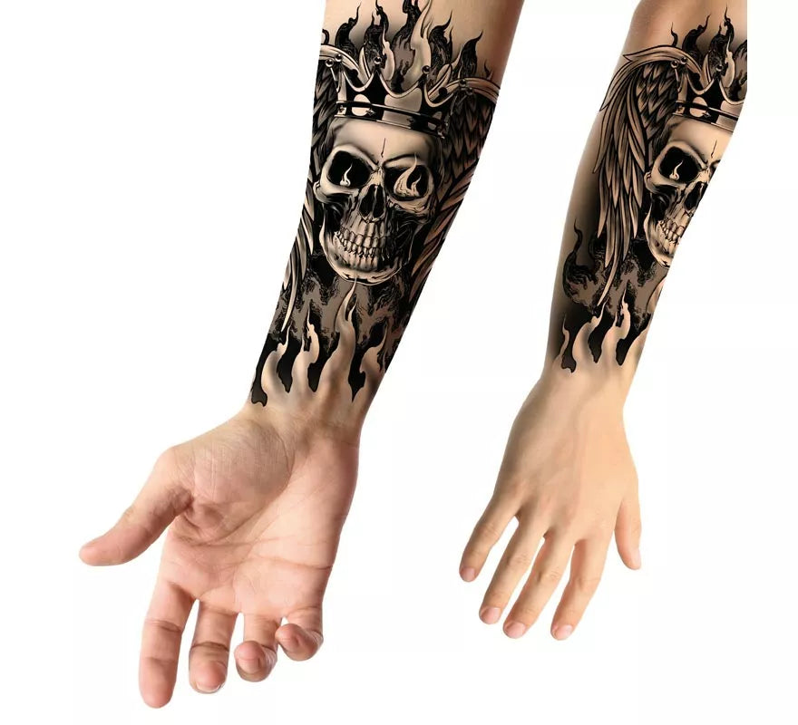 Translation missing: fr.Tatuaje de Calavera en llamas blanco y negro