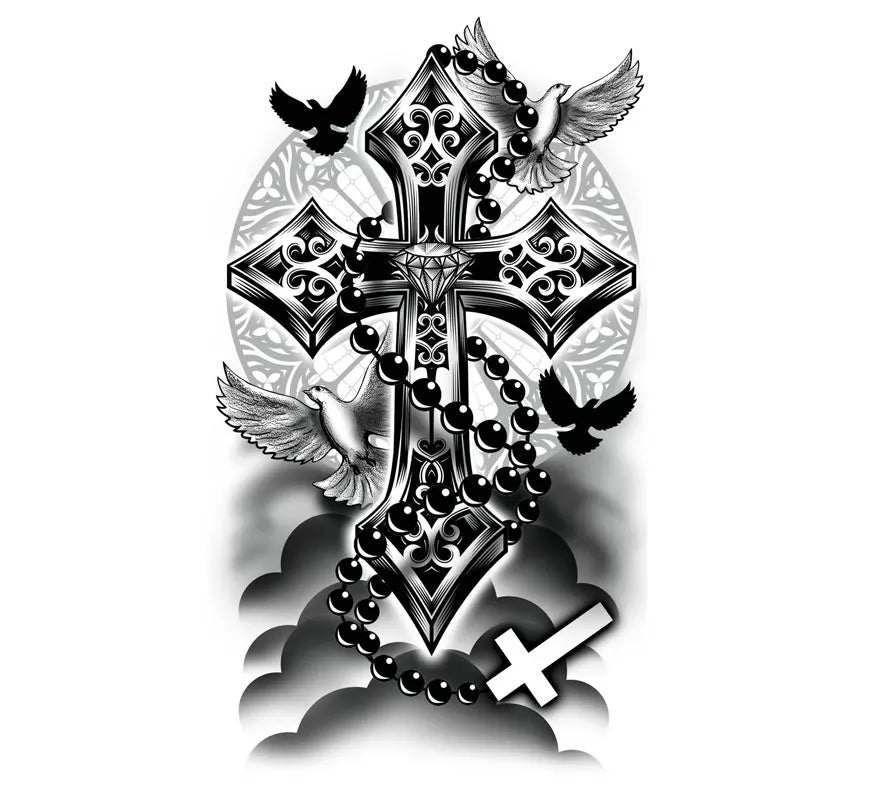 Translation missing: fr.Tatuaje de Cruz y Palomas