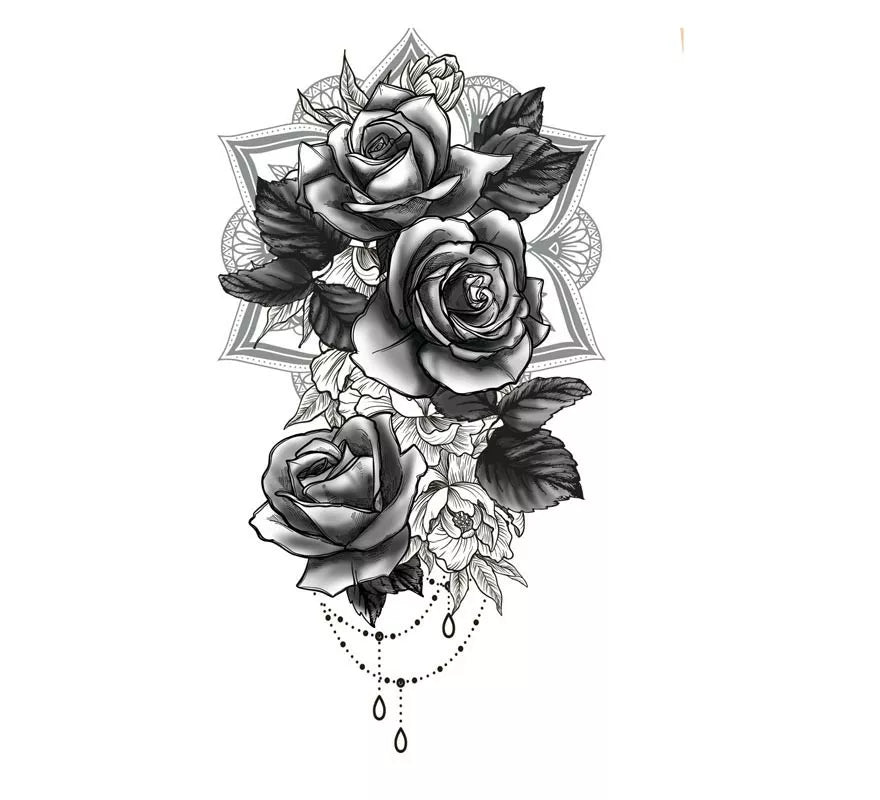 Translation missing: fr.Tatuaje de Rosas blanco y negro