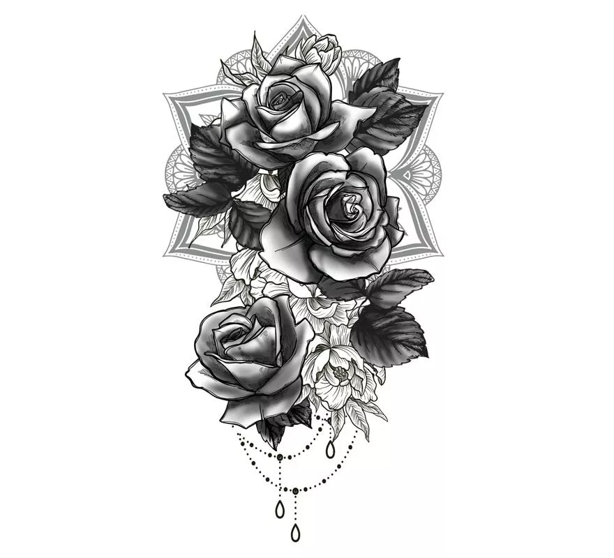 Translation missing: fr.Tatuaje de Rosas blanco y negro