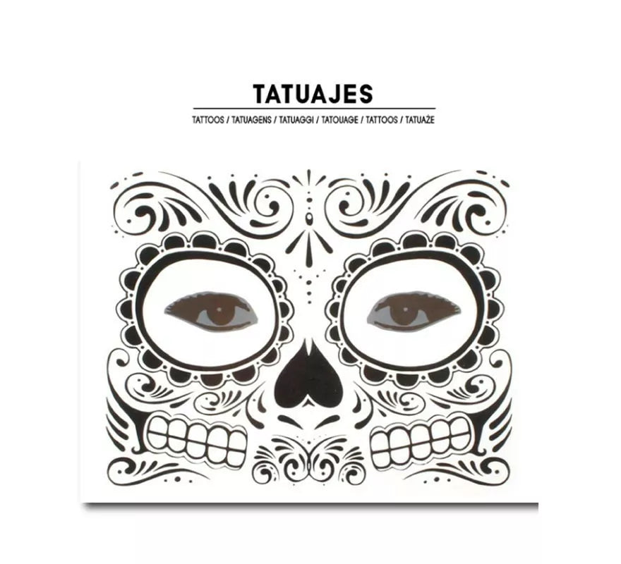 Translation missing: fr.Tatuaje facial de Catrina Calavera negra adulto