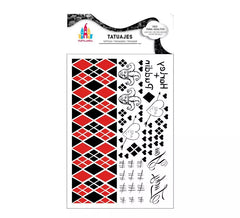 Tatouages Arlequin rouges et noirs