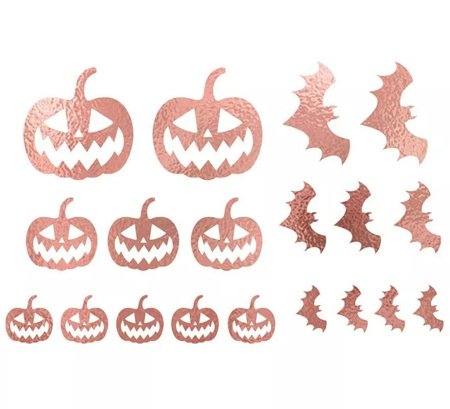 Translation missing: fr.Tatuajes de Calabaza y Murciélagos en oro y rosa
