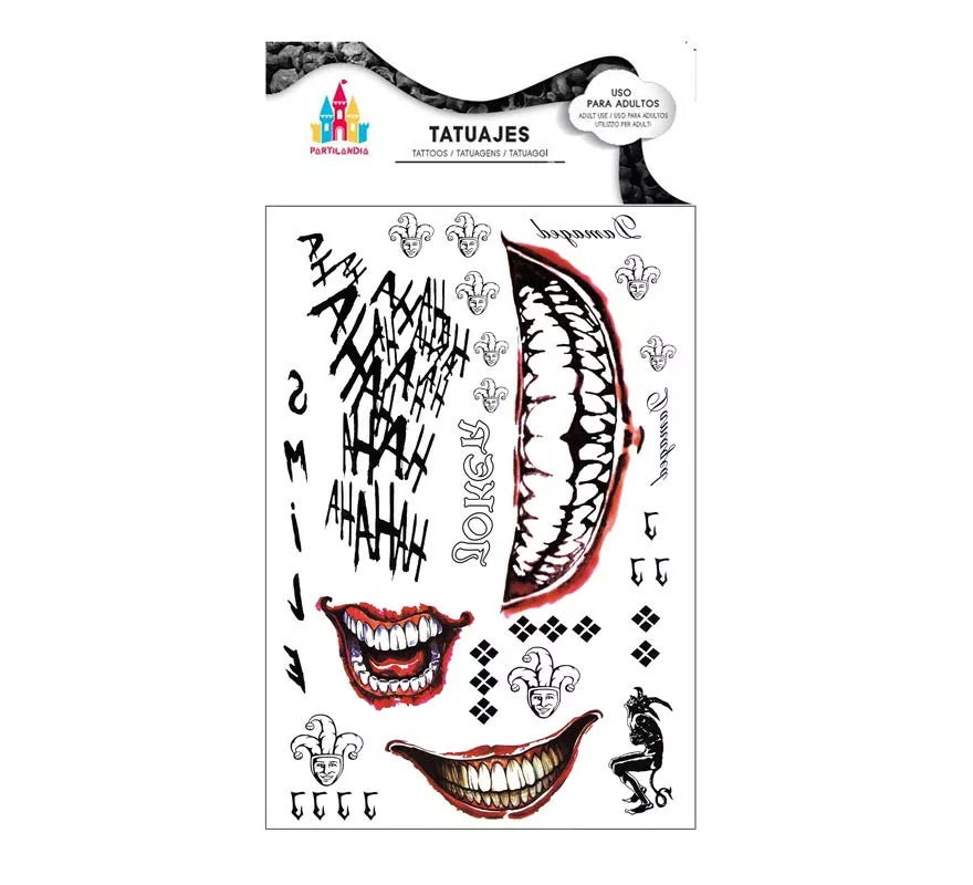 Translation missing: fr.Tatuajes de Payaso conflictivo texto y sonrisas roja