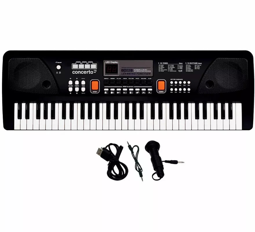 Translation missing: fr.Teclado Electrónico de 61 Teclas con Micrófono USB negro