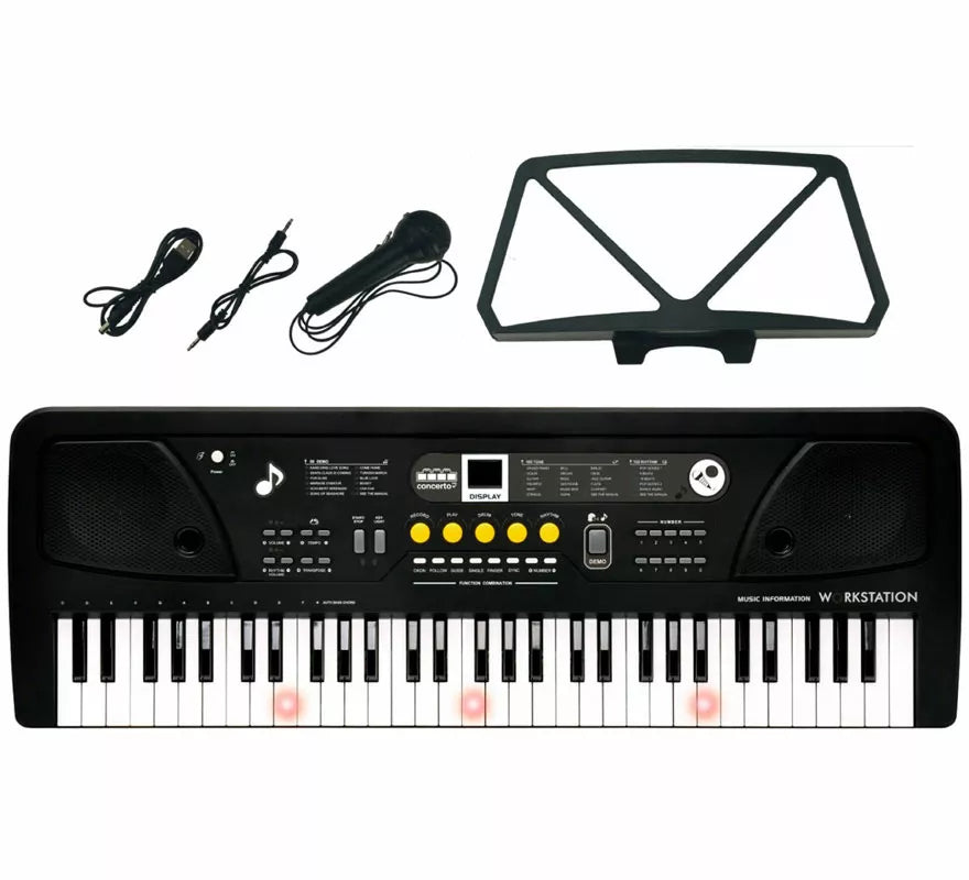 Translation missing: fr.Teclado Electrónico de 61 Teclas con Micrófono USB y Función Profesor negro