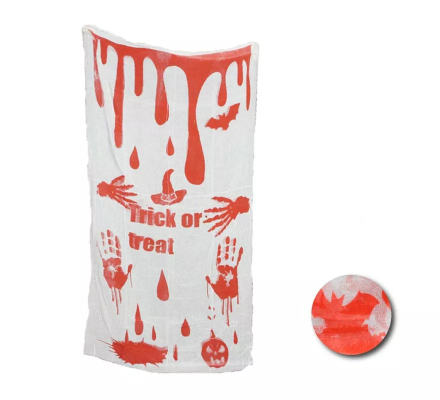 Translation missing: fr.Tela Trick or Treat con sangre falsa decorativa de 0,8x1,55 m