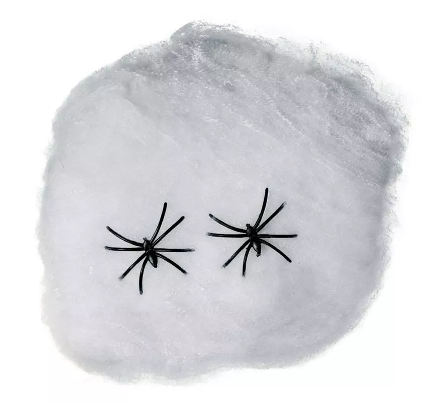Translation missing: fr.Telaraña blanca de 40 gr con arañas para decoración Halloween