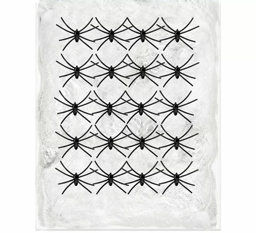 Translation missing: fr.Telaraña blanca de 500 g con 20 Arañas