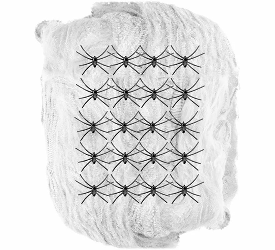 Translation missing: fr.Telaraña blanca de 500 g con 20 Arañas