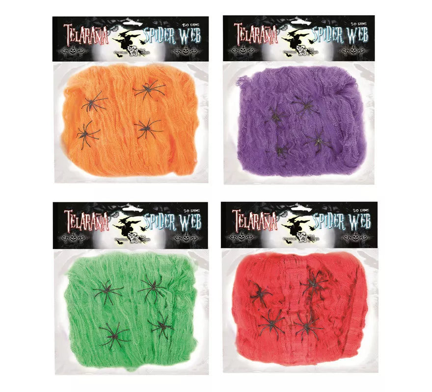 Translation missing: fr.Telaraña de 50 gr con 4 Arañas de colores surtidos