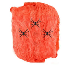 Toile d'araignée orange de 50 g avec 3 araignées