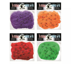 Toile d'araignée 500 gr avec 20 araignées de couleurs assorties
