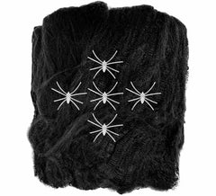 Toile d'araignée noire de 100 g avec 5 araignées fluorescentes