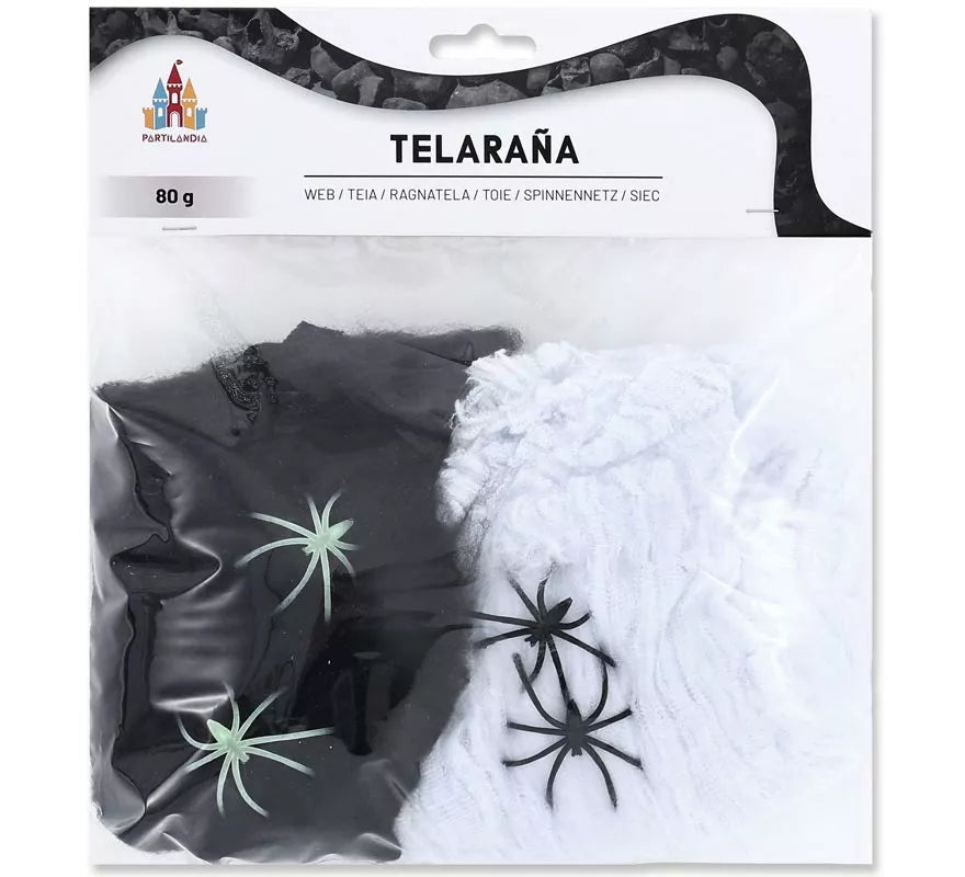 Translation missing: fr.Telaraña negro y Blanco con 4 Arañas de 80 gr