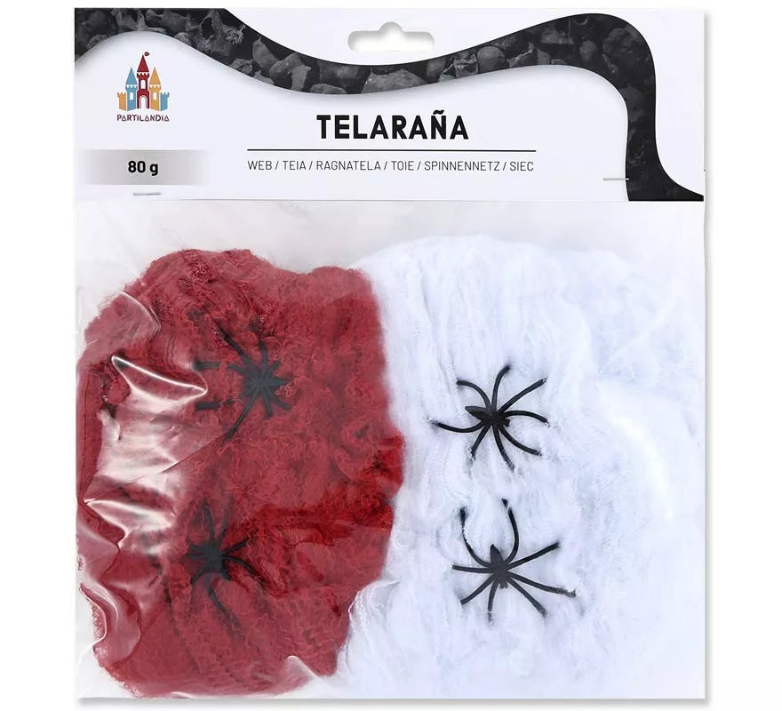 Translation missing: fr.Telaraña rojo y Blanco con 4 Arañas de 80 gr
