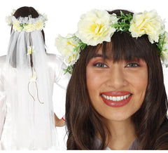 Pastel Fleurs Tiara avec Veil