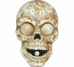 Sonnette tête de mort avec lumière, son et mouvement de 20x12 cm
