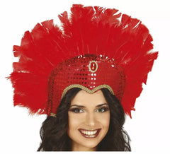 Coiffe à Plumes Rouges