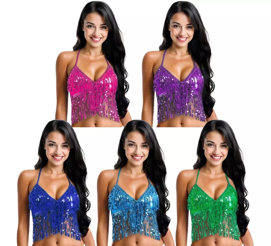 Translation missing: fr.Top con Lentejuelas y Flecos en varios colores para mujer