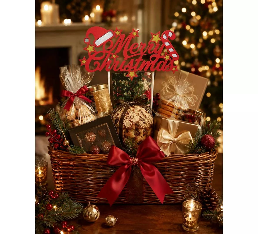 Translation missing: fr.Topper rojo de Feliz Navidad para Tarta de 16x24 cm