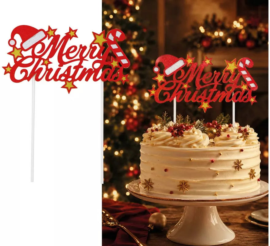 Translation missing: fr.Topper rojo de Feliz Navidad para Tarta de 16x24 cm