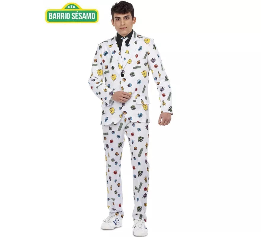 Translation missing: fr.Traje Divertido de Barrio Sésamo blanco para hombre