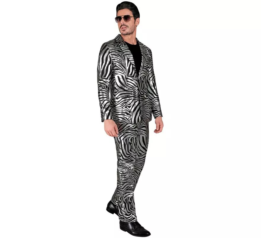 Translation missing: fr.Traje Divertido de Fiesta animal print plateado para hombre