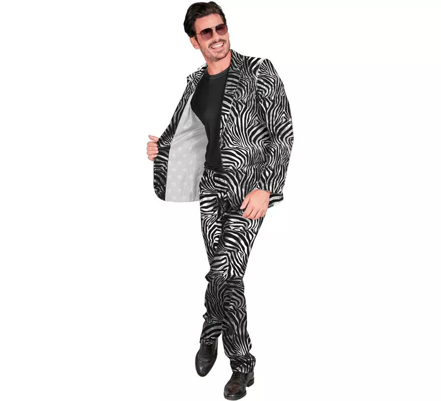 Translation missing: fr.Traje Divertido de Fiesta animal print plateado para hombre