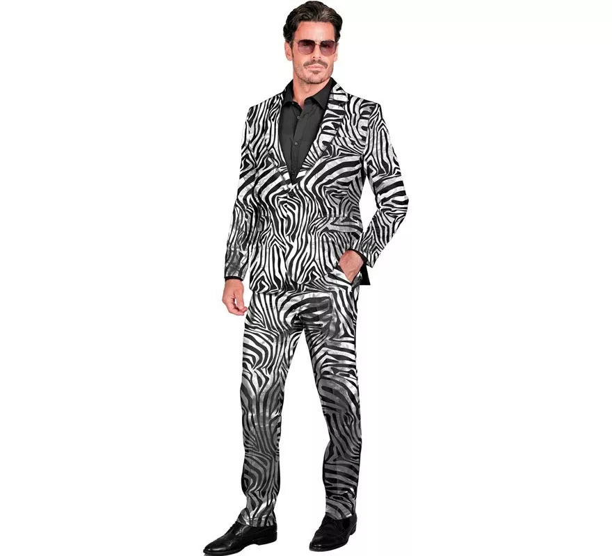 Translation missing: fr.Traje Divertido de Fiesta animal print plateado para hombre