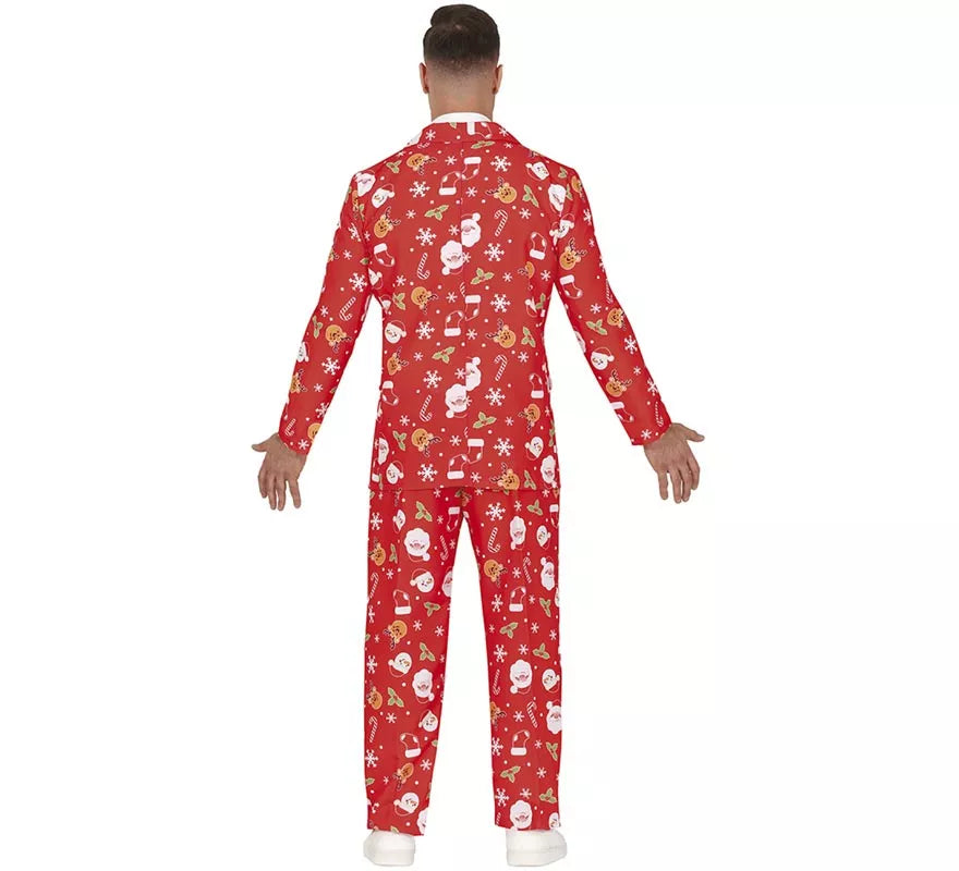 Translation missing: fr.Traje Divertido de Papá Noel rojo con corbata para hombre