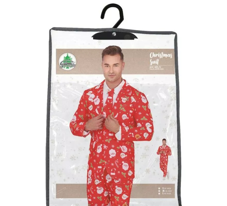 Translation missing: fr.Traje Divertido de Papá Noel rojo con corbata para hombre