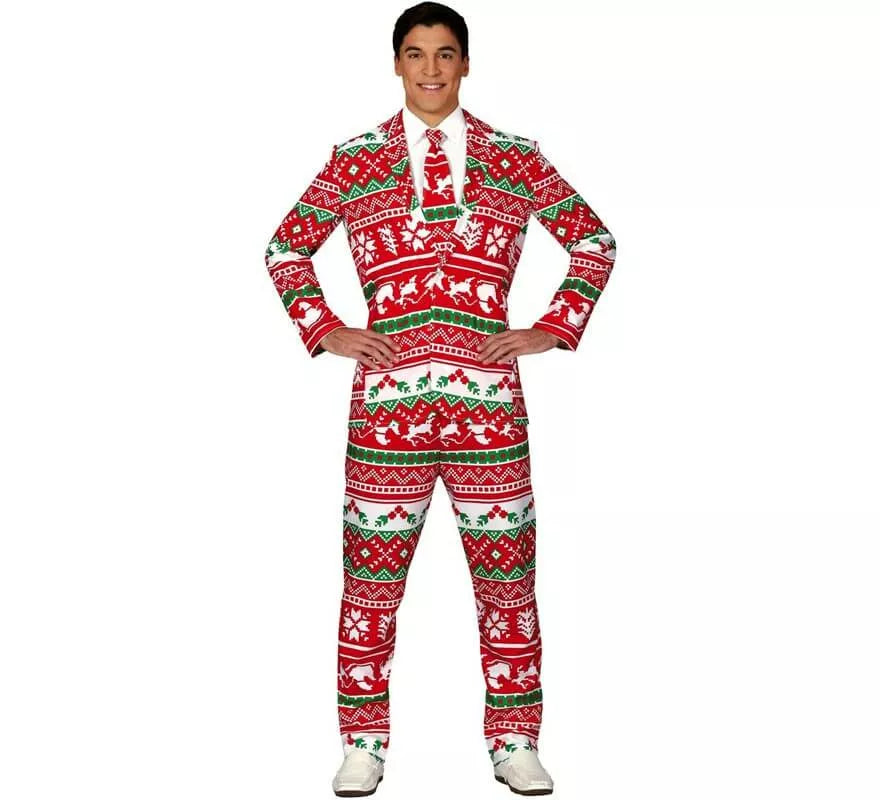 Translation missing: fr.Traje Divertido Navideño Rojo para hombre