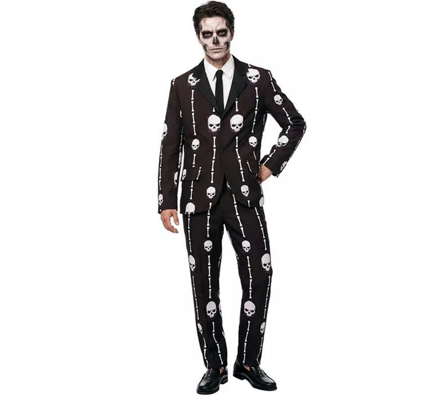 Translation missing: fr.Traje Divertido negro Calaveras y Huesos para hombre