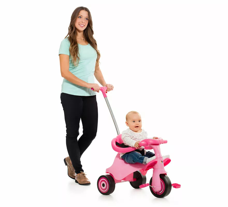 Triciclo infantil rosa con Bandeja y Palo