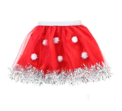 Tutu Mère Noël rouge avec boules blanches pour enfant