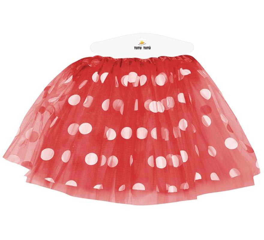 Translation missing: fr.Tutú Rojo con Topos Blancos infantil 30 cm