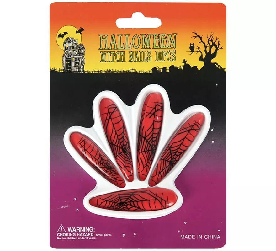 Translation missing: fr.Uñas de Bruja rojas con telarañas