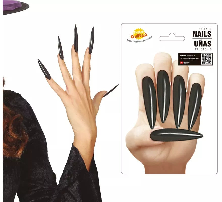 Translation missing: fr.Uñas negras postizas ultralargas 10 unidades