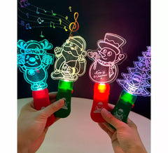 Baguette magique de Noël en acrylique avec lumière et musique, modèles assortis