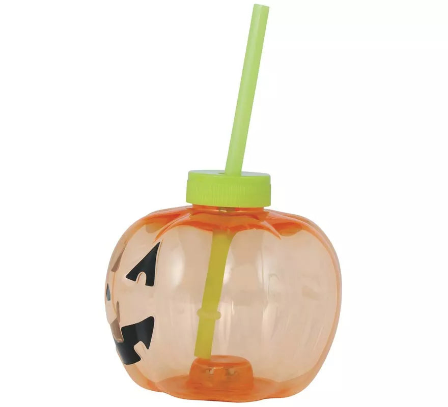 Translation missing: fr.Vaso con Pajita Calabaza con iluminación LED de 17 cm