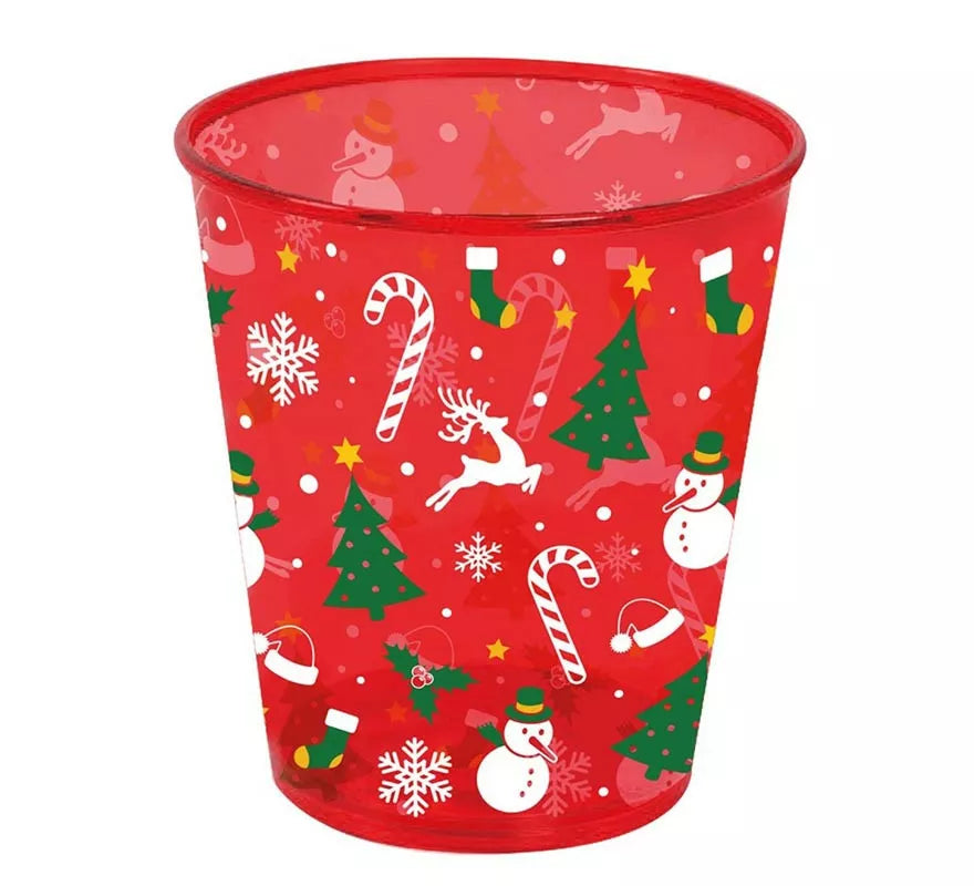 Translation missing: fr.Vaso de Figuras Navideñas rojo de plástico de 10 cm