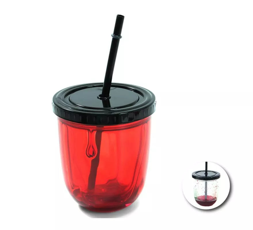 Translation missing: fr.Vaso Doble Fondo con pajita y sangre falsa de 335 ml