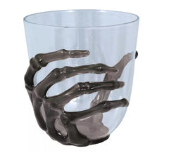 Verre Transparent avec Main Squelette Noire de 9,5 cm